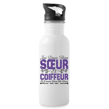 J'ai deux titres Sœur et coiffeuse Cadeau soeur. - Gourde avec paille intégrée - blanc - Droite