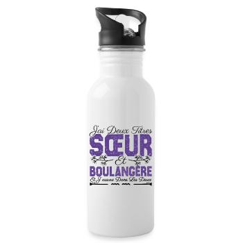 J'ai deux titres Sœur et Boulangère. Cadeau soeur. - Gourde avec paille intégrée - blanc - Droite