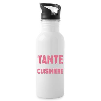 J'ai deux titres tante et cuisinière Cadeau Tante. - Gourde avec paille intégrée - blanc - Droite