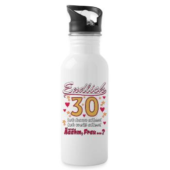 ENDLICH 30 - Trinkflasche mit integriertem Trinkhalm - Weiß - Rechts