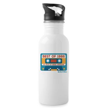 1986 Vintage Vintage Retro Geburtstagsgeschenk - Trinkflasche mit integriertem Trinkhalm - Weiß - Rechts
