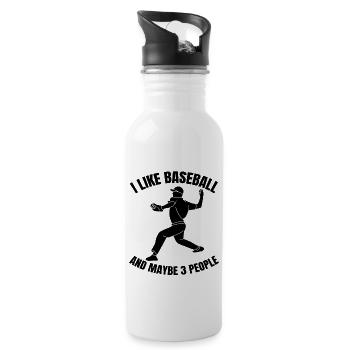 Baseballliebhaber Baseball Baseballspiel Geschenk - Trinkflasche mit integriertem Trinkhalm - Weiß - Rechts