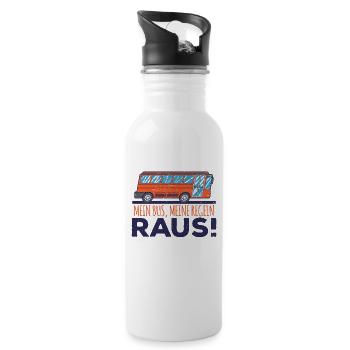 Beruf Busfahrer mein Bus meine Regeln raus - Trinkflasche mit integriertem Trinkhalm - Weiß - Rechts