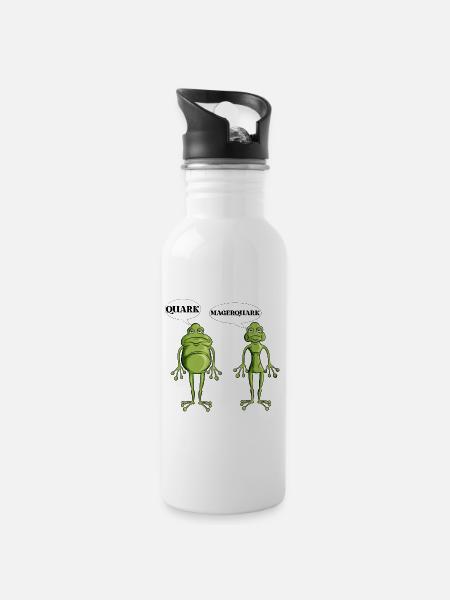 Lustiges Forsch Frösche Quark Magerquark Wortwitz - Trinkflasche mit integriertem Trinkhalm - Weiß