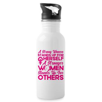 Feministisch Gleichberechtigung der Geschlechter F - Trinkflasche mit integriertem Trinkhalm - Weiß - Rechts