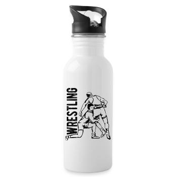 Grappling Martial Arts Wrestling - Trinkflasche mit integriertem Trinkhalm - Weiß - Rechts