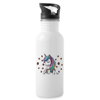 Fass mein Kaffee an und ich klatsch dich Kaffee - Trinkflasche mit integriertem Trinkhalm - Weiß - Rechts