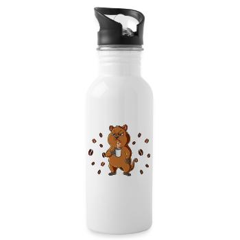Einatmen Ausatmen Ignorieren Kaffee Quokka - Trinkflasche mit integriertem Trinkhalm - Weiß - Rechts