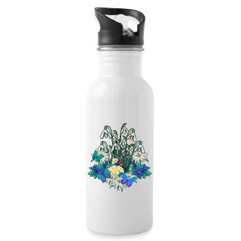 Spring Garden Nature Nature lover Gardener Ecology - Water bottle with straw - white - Right