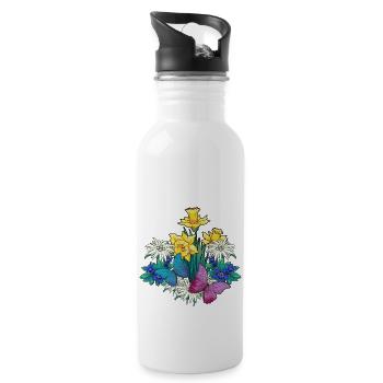Autriche Tyrol printemps Nature Amoureux de la nature Alm - Gourde avec paille intégrée - blanc - Droite
