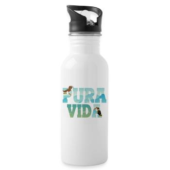 Pura Vida Tropical Animals In Costa Rica Souvenir - Water bottle with straw - white - Right