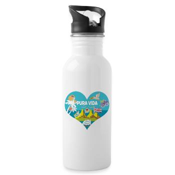 Pura Vida Heart Costa Rica Symbols South America - Water bottle with straw - white - Right