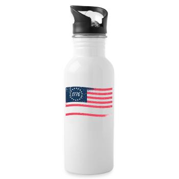 1776 Wir das Volk patriotisch américain - Gourde avec paille intégrée - blanc - Droite
