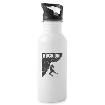 Rock on Hobby Klettern Bouldern Sport - Trinkflasche mit integriertem Trinkhalm - Weiß - Rechts