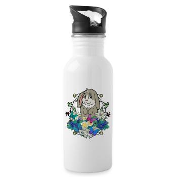 Early Spring Rabbit Easter Happy Easter Nature - Water bottle with straw - white - Right