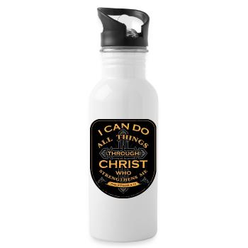 I Can Do All Things Through Christ Who Strengthens - Water bottle with straw - white - Right