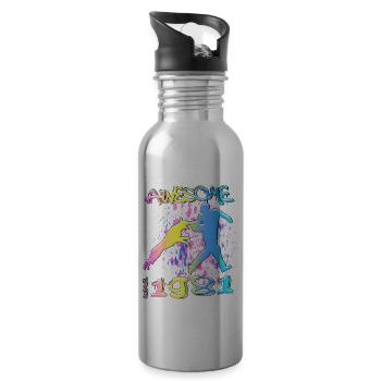 Awesome since 1981. Agility, Hundetraining - Trinkflasche mit integriertem Trinkhalm - Lightsilver - Rechts