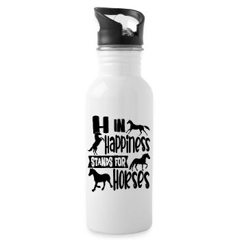 H In Happiness Steht Für Pferdereiten Pferd Reiter - Trinkflasche mit integriertem Trinkhalm - Weiß - Rechts