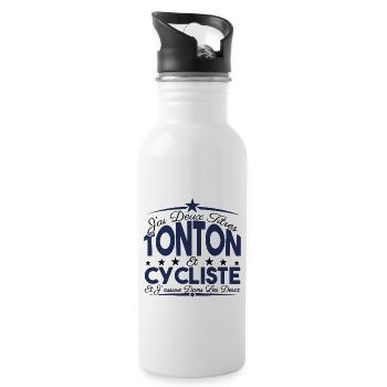 J'ai deux titres tonton et cycliste Cadeau tonton. - Gourde avec paille intégrée - blanc - Droite