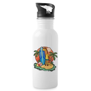 Funny Giraffe Surf Lovers Cool Surfboard Surfing - Water bottle with straw - white - Right