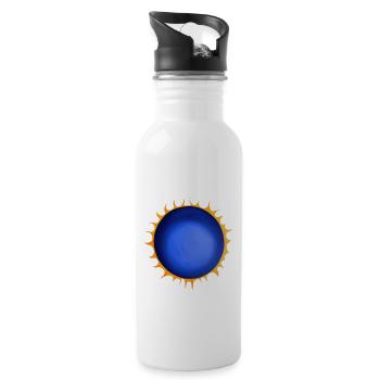 Sun Summer Watercolor Nature Beach Sky 02 - Water bottle with straw - white - Right