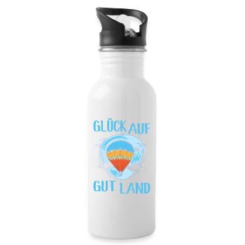 Heissluftballonfahrer Glück Auf Gut Land Geschenk - Trinkflasche mit integriertem Trinkhalm - Weiß - Rechts