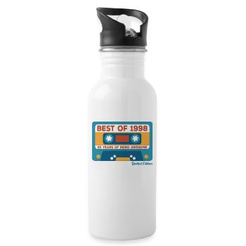 1998 Vintage Vintage Retro Birthday Gift - Water bottle with straw - white - Right