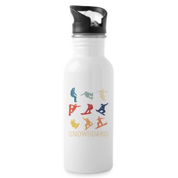 Snowboard Retro Vintage Wintersport Freestyle Snow - Trinkflasche mit integriertem Trinkhalm - Weiß - Rechts