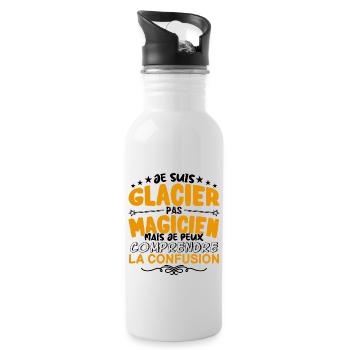 Glacier pas Magicien | le Meilleur Glacier cadeau - Gourde avec paille intégrée - blanc - Droite