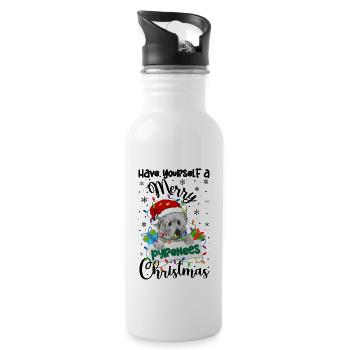 Great Pyrenees Weihnacht Goldener Hunde Geschenk - Trinkflasche mit integriertem Trinkhalm - Weiß - Rechts