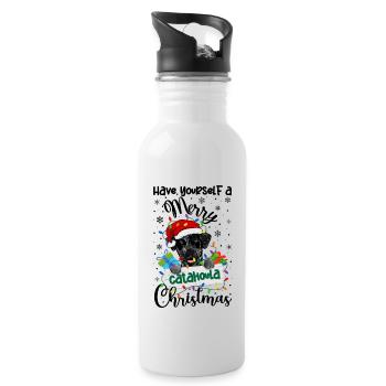 Catahoula Weihnacht Goldener Hunde Geschenk - Trinkflasche mit integriertem Trinkhalm - Weiß - Rechts