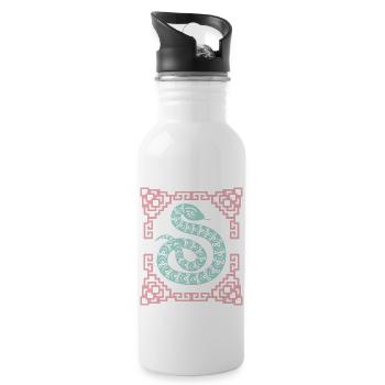 Year of the Serpent, Chinese Horoscope China - Water bottle with straw - white - Right