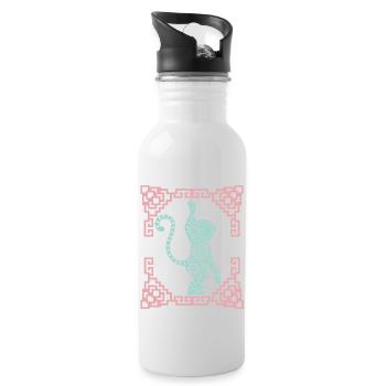 Year of the Monkey, Chinese Horoscope China - Water bottle with straw - white - Right