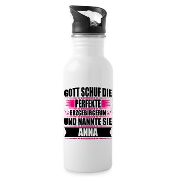 Erzgebirge Frau Namen Sachsen Anna - Trinkflasche mit integriertem Trinkhalm - Weiß - Rechts