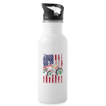 Amerikanische Flagge Local Farmers Design - Trinkflasche mit integriertem Trinkhalm - Weiß - Rechts