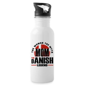 Denmark Danish Denmark Flag Mother - Water bottle with straw - white - Right