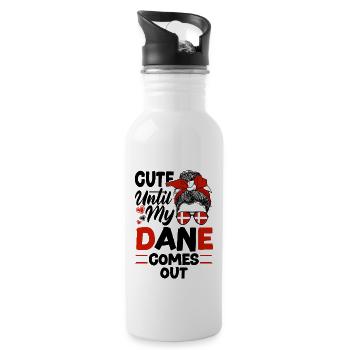 Danemark drapeau danois mignon jusqu’à ce que mon danois sorte - Gourde avec paille intégrée - blanc - Droite