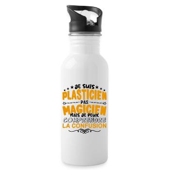 Plasticien pas Magicien | le Meilleur Plasticien - Gourde avec paille intégrée - blanc - Droite