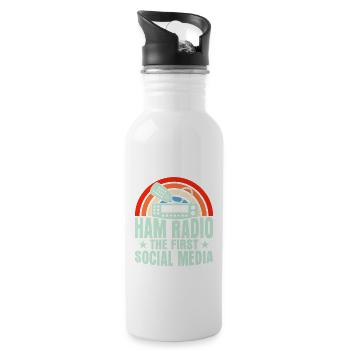 Ham Radio The First Social Media Amateur Operator - Trinkflasche mit integriertem Trinkhalm - Weiß - Rechts