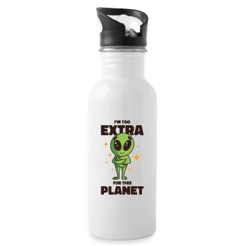 Alien Extrovert Extraterrestrial Beings Cool Alien - Water bottle with straw - white - Right