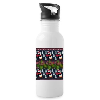 Pingouin et luge pour NOEL - Gourde avec paille intégrée - blanc - Droite