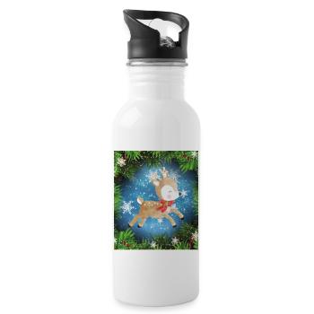 Cerf mignon à NOEL dans les étoiles - Gourde avec paille intégrée - blanc - Droite