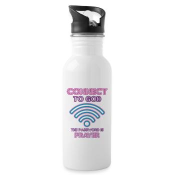 Connected to God, password, prayer. - Water bottle with straw - white - Right