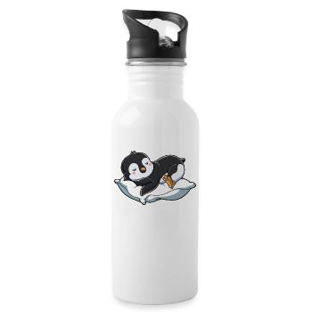Offizielles Schlafshirt Pinguin - Trinkflasche mit integriertem Trinkhalm - Weiß - Rechts