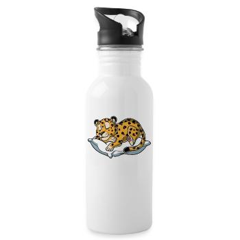 Lieblings Schlafshirt Leopard - Trinkflasche mit integriertem Trinkhalm - Weiß - Rechts