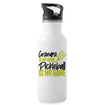 Pickleball Grandpa Grandpa Is My - Trinkflasche mit integriertem Trinkhalm - Weiß - Rechts