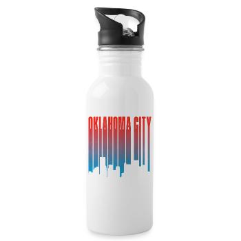 Oklahoma City Skyline Gradient - Trinkflasche mit integriertem Trinkhalm - Weiß - Rechts