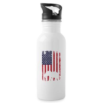 Elephant Lover American Flag Africa Save Elephants - Water bottle with straw - white - Right