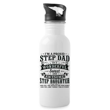 Stepdad Of Awesome Step Daughter Birthday Funny - Water bottle with straw - white - Right