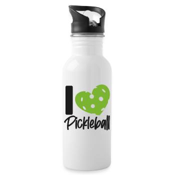 Pickleball Heart J’aime le pickleball - Gourde avec paille intégrée - blanc - Droite